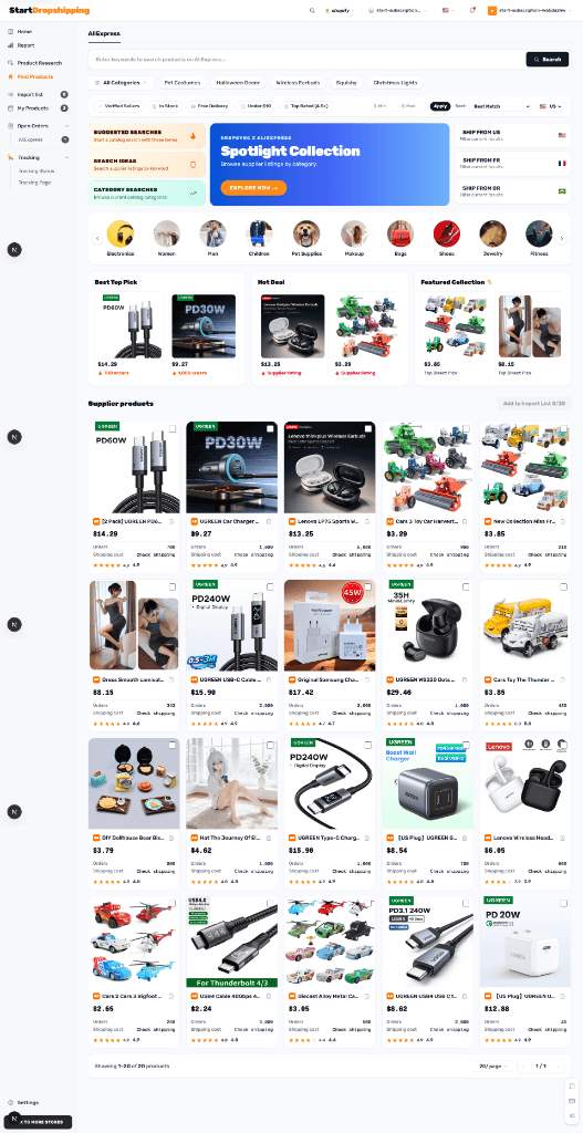 StartDropshipping AliExpress Product Discovery Workspace